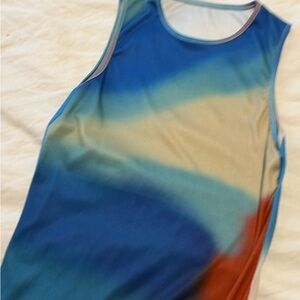 Gradient Blue Multi-Color Sleeveless dress